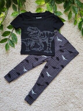 Baby Boy Black & Grey Dinosaur Pajamas (12-18 Months)